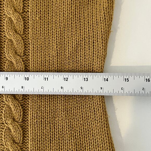 Derek Heart Cable Knit Turtleneck Sweater Dress Women's L Tan FrontTie DropWaist - Picture 8 of 10